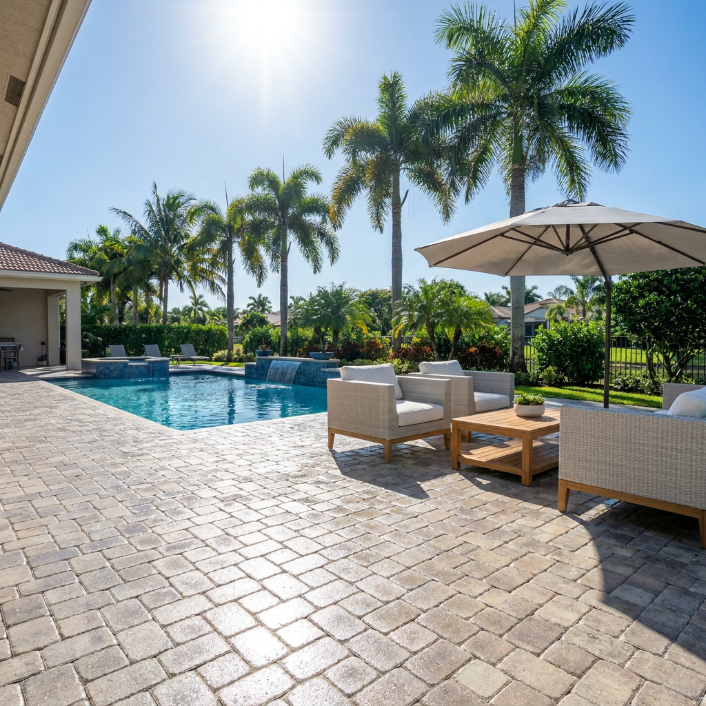 Clean backyard patio after professional pressure washing in Homestead FL