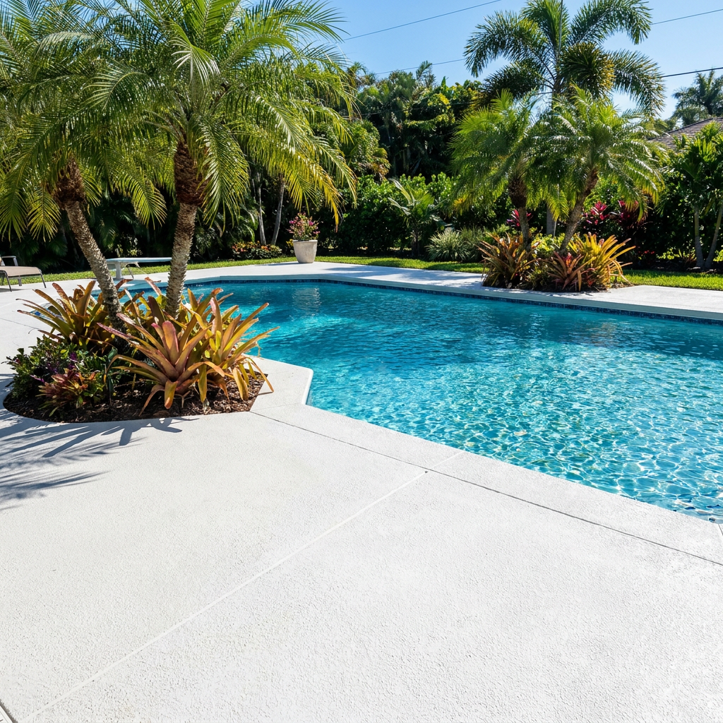 Clean pool deck after professional pressure washing in Homestead FL