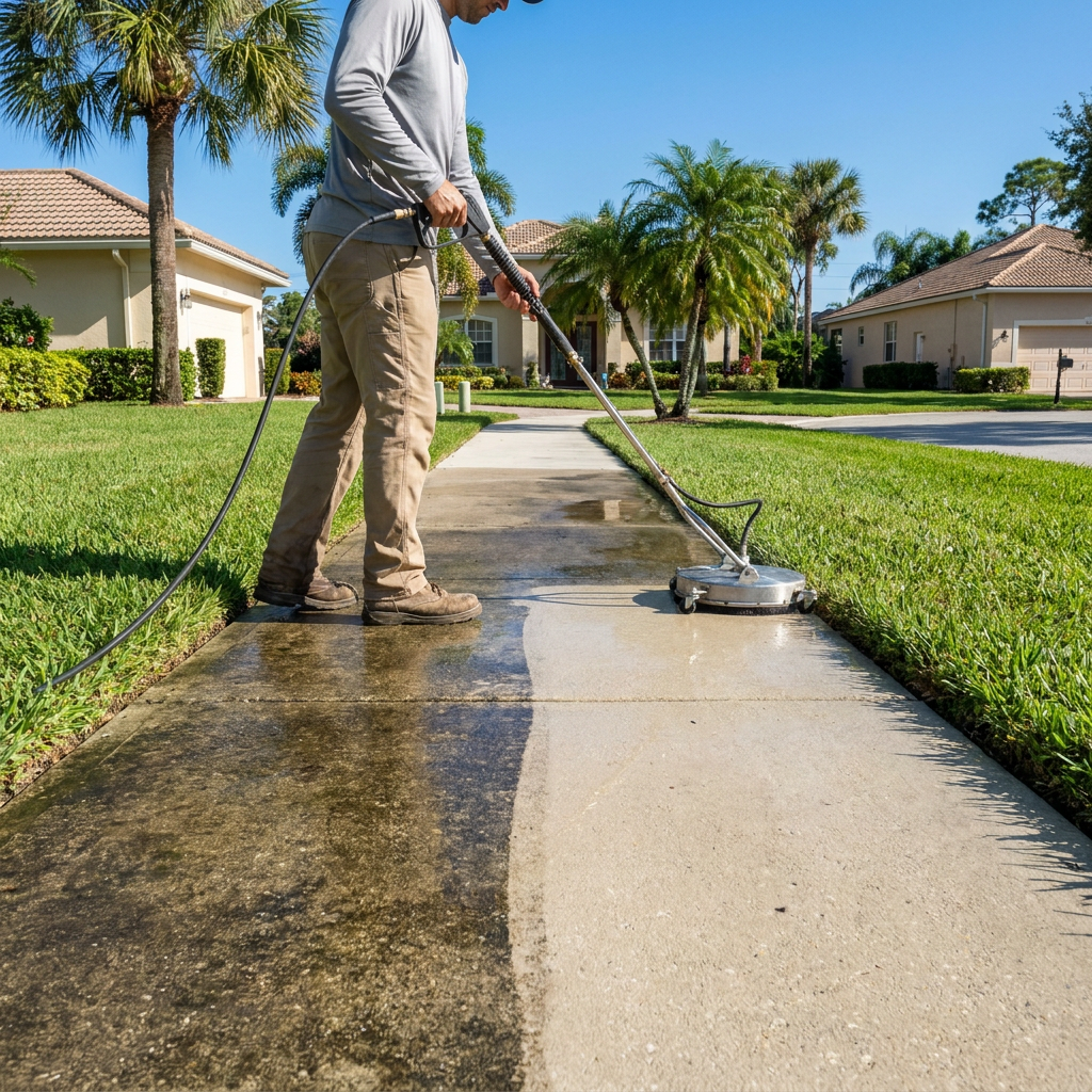 Sidewalk and concrete pressure washing in Homestead FL